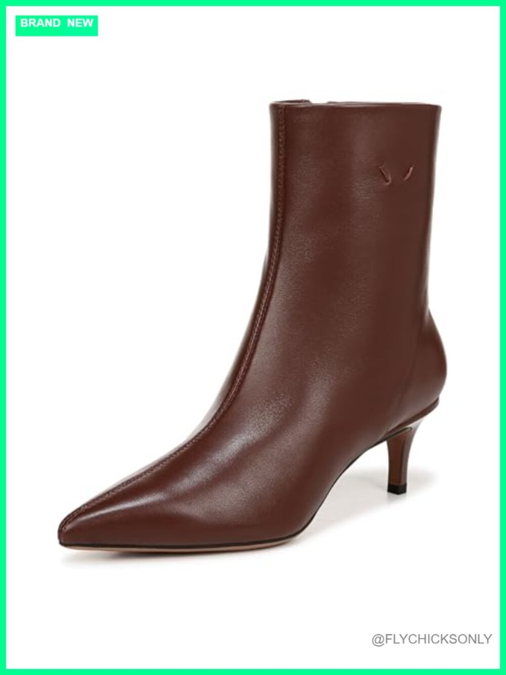 Pointed Toe Kitten Heel Ankle Bootie with Leather Side Zip